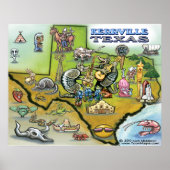 Kerrville TEXAS Karte Poster (Vorne)
