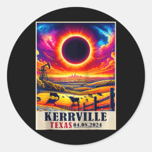 Kerrville Texas Totale Sonnenfinsternis 2024 Totat Runder Aufkleber