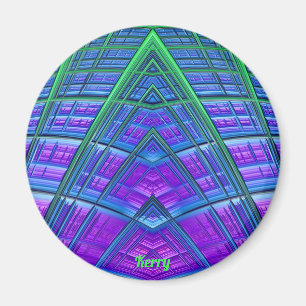 KERRY ~Blue, Green und Lila ~ Abstraktes Fraktal ~ Magnet