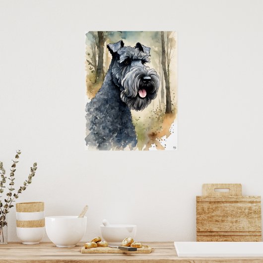 Kerry Blue Terrier - Dog Art Print Poster (Küche)