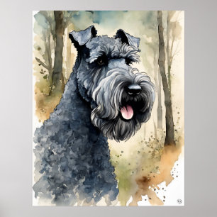 Kerry Blue Terrier - Dog Art Print Poster