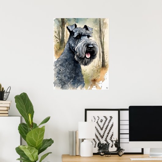 Kerry Blue Terrier - Dog Art Print Poster (Heimbüro)