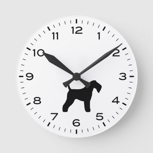 Kerry Blue Terrier Dog Breed Silhouette Runde Wanduhr (Vorderseite)