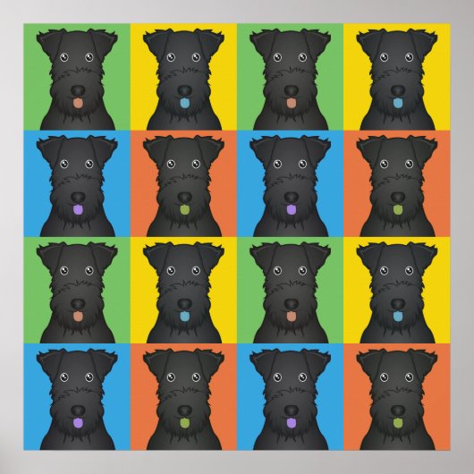 Kerry Blue Terrier Dog Cartoon Pop-Art Poster (Vorne)