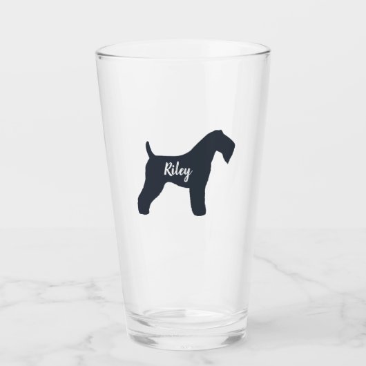 Kerry Blue Terrier Dog Silhouette Personalisiert Glas (Vorderseite)