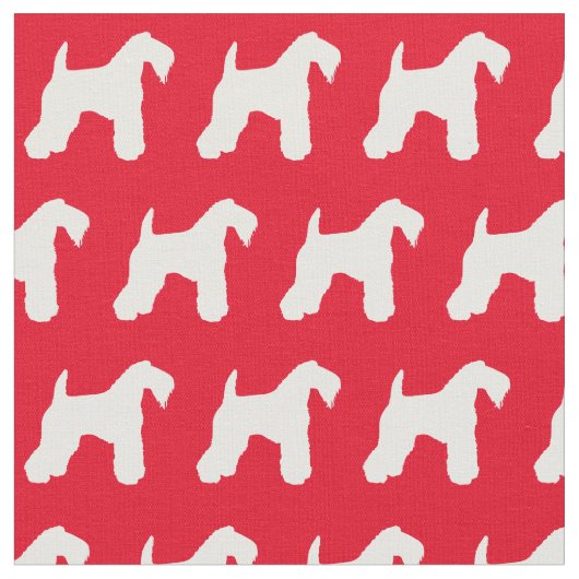 Kerry Blue Terrier Dog Silhouette Rot Stoff (Nahaufnahme)