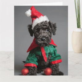 Kerry Blue Terrier Elf Puppy Christmas Card Karte