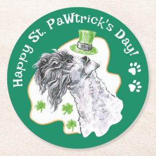Kerry Blue Terrier Irish Dog Funny St Patricks Day Runder Pappuntersetzer