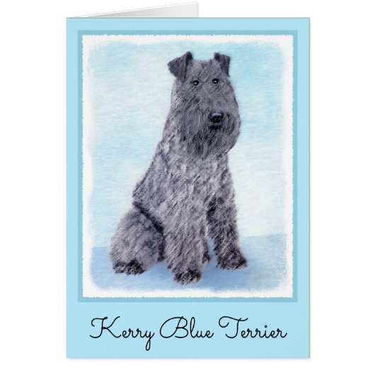 Kerry Blue Terrier Malerei Niedliche Original Dog  (Vorne)