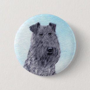 Kerry Blue Terrier Malerei Niedliche Original Dog  Button