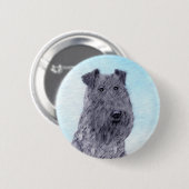 Kerry Blue Terrier Malerei Niedliche Original Dog  Button (Vorne & Hinten)