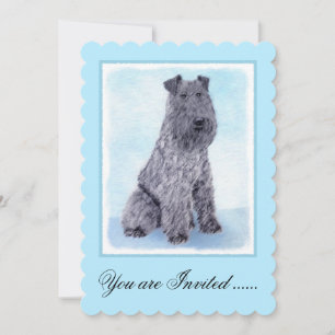 Kerry Blue Terrier Malerei Niedliche Original Dog Einladung