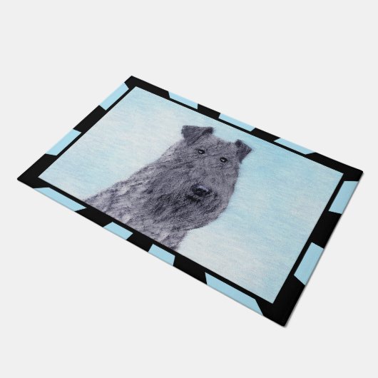 Kerry Blue Terrier Malerei Niedliche Original Dog Fußmatte (Schrägansicht)