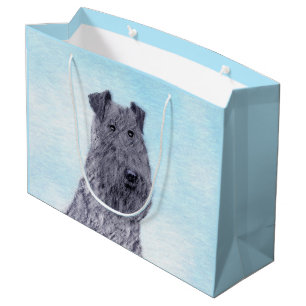 Kerry Blue Terrier Malerei Niedliche Original Dog Große Geschenktüte