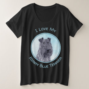 Kerry Blue Terrier Malerei Niedliche Original Dog  Große Größe T-Shirt