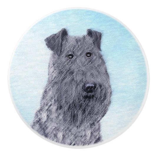 Kerry Blue Terrier Malerei Niedliche Original Dog Keramikknauf (Vorderseite)