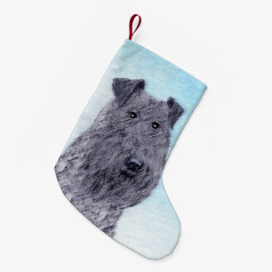 Kerry Blue Terrier Malerei Niedliche Original Dog  Kleiner Weihnachtsstrumpf