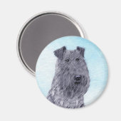 Kerry Blue Terrier Malerei Niedliche Original Dog Magnet (Vorderseite/Rückseite)