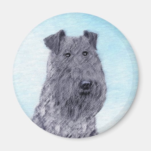 Kerry Blue Terrier Malerei Niedliche Original Dog Magnet (Vorne)