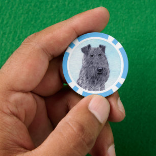 Kerry Blue Terrier Malerei Niedliche Original Dog Pokerchips