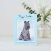 Kerry Blue Terrier Malerei Niedliche Original Dog Postkarte (Stehend Vorderseite)