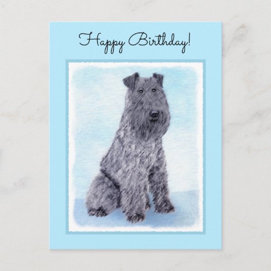 Kerry Blue Terrier Malerei Niedliche Original Dog  Postkarte (Vorderseite)