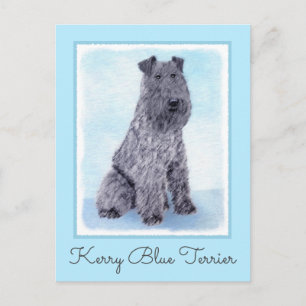 Kerry Blue Terrier Malerei Niedliche Original Dog  Postkarte