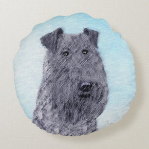Kerry Blue Terrier Malerei Niedliche Original Dog Rundes Kissen