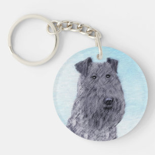 Kerry Blue Terrier Malerei Niedliche Original Dog Schlüsselanhänger