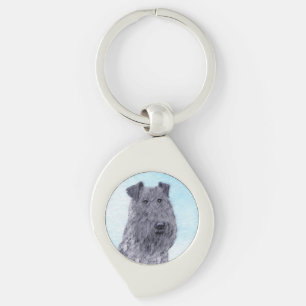 Kerry Blue Terrier Malerei Niedliche Original Dog  Schlüsselanhänger