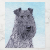 Kerry Blue Terrier Malerei Niedliche Original Dog Weinetikett (Einzelnes Label)