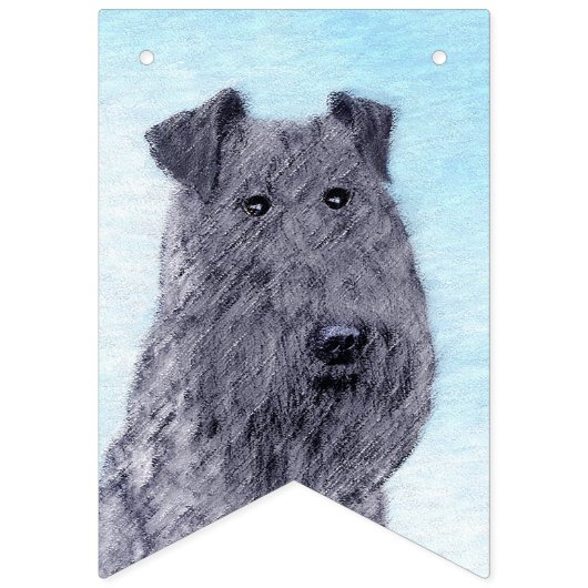 Kerry Blue Terrier Malerei Niedliche Original Dog Wimpelkette (Erste Fahne)