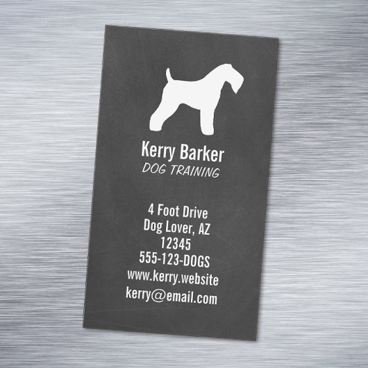 Kerry Blue Terrier Silhouette Chalkboard Style Magnetische Visitenkarte