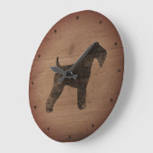 Kerry Blue Terrier Silhouette Rustic Große Wanduhr (Winkel)