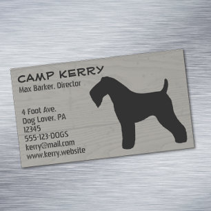 Kerry Blue Terrier Silhouette Wood Grain Style Magnetische Visitenkarte