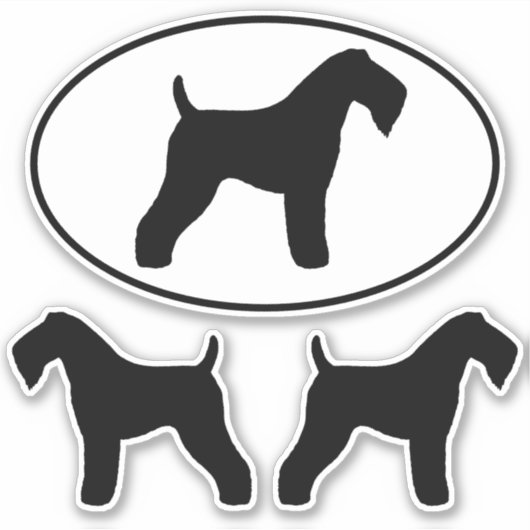 Kerry Blue Terrier Silhouetten Vinyl Sticker Set (Vorderseite)