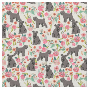 Kerry Blue Terrier Vintag Flora Creme Stoff
