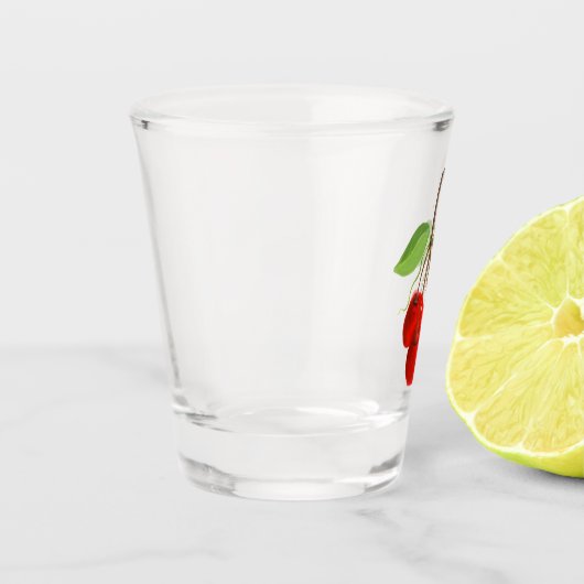 Kerry-Bunch-Brennglas Schnapsglas (Links)