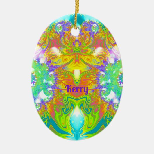 KERRY ~ EASTER EGG ~ FRAKTAL Multicologe Hübsch Keramik Ornament (Vorne)