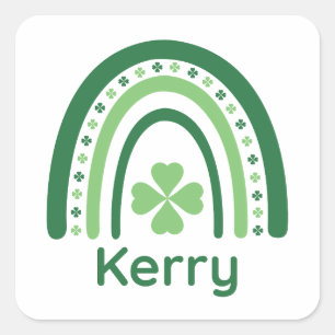 Kerry Name Clover Boho Regenbogen Quadratischer Aufkleber