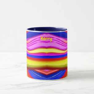 KERRY ~ Zany 3D Fraktal ~ Rosa, Gelb und Blau Tasse