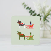 kerst dala paarden met arrenslee en katten einladung (Stehend Vorderseite)