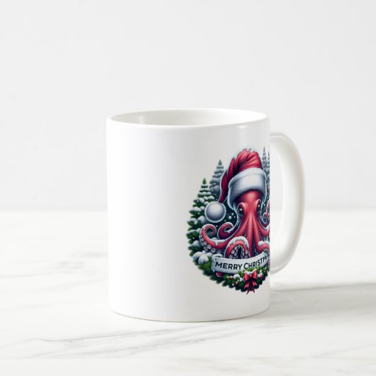 Kerst Octopus Kaffeetasse (VorderseiteRechts)