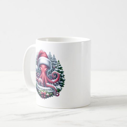 Kerst Octopus Kaffeetasse (Vorderseite Links)