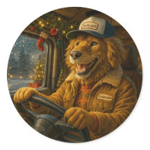 Kerst Sticker – De Gouden Chauffeur van Warmte