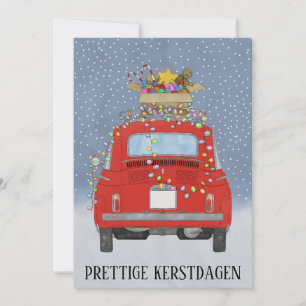 Kerstdagen Dutch Christmas Red Fiat 500 Feiertagskarte