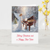 Kerstengel achter de piano karte (Gelbe Blume)