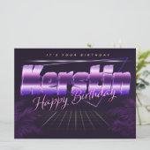 Kerstin Name Vorname lila retro Karte Geburtstag (Stehend Vorderseite)