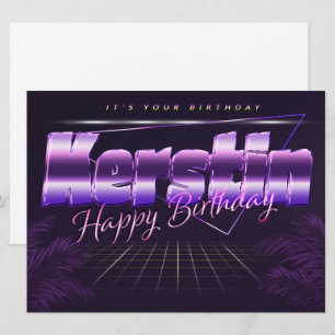 Kerstin Name Vorname lila retro Karte Geburtstag