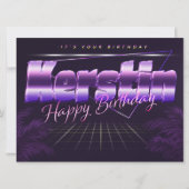 Kerstin Name Vorname lila retro Karte Geburtstag (Vorderseite)